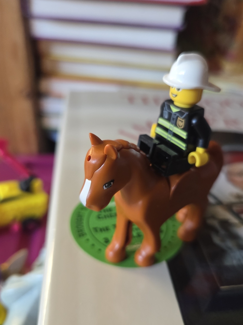 Lego Brown Horse with White Blaze and Black-Uniform Minifigure